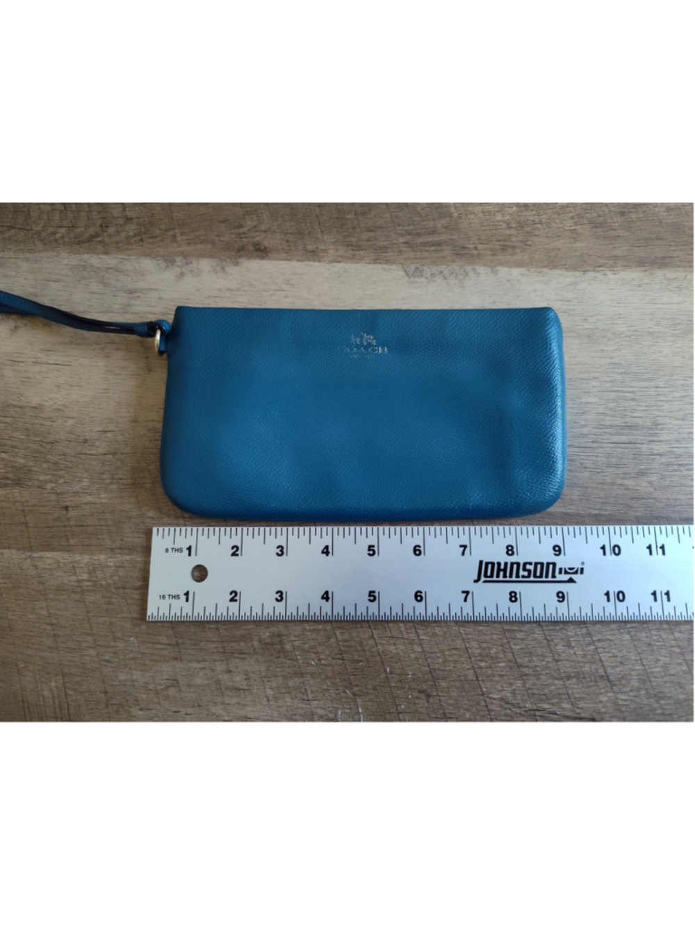 Women's Coach Blue Leather Wristlet Clutch One Size